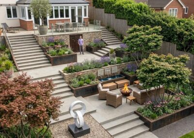 Contemporary sloping Garden Design in Denham, Buckinghamshire