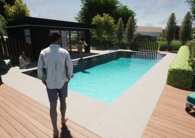 Cotswold garden with swimming pool