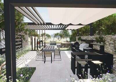 Contemporary barn conversion garden