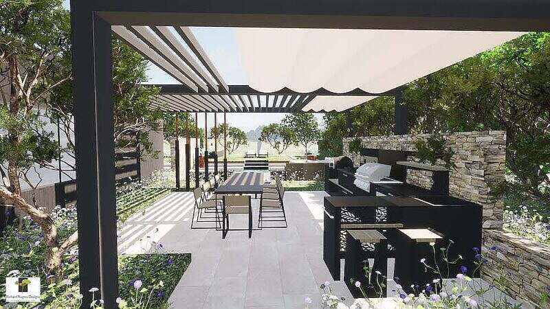contemporary barn conversion garden