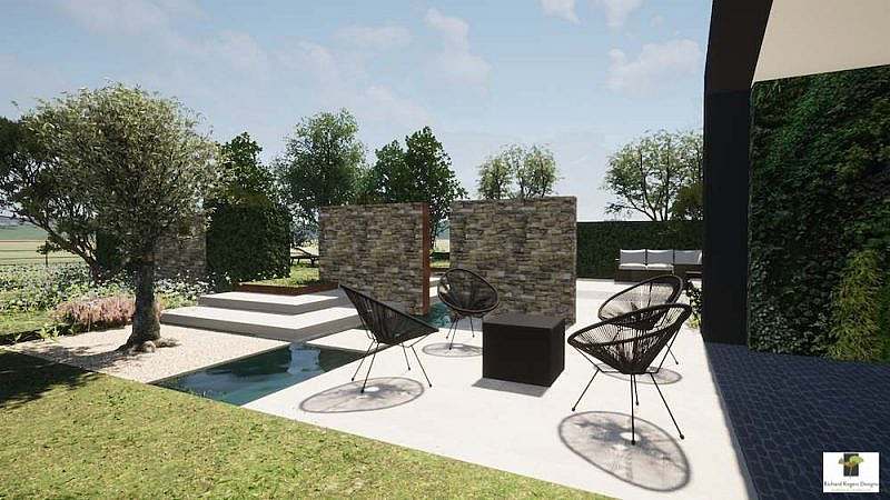 contemporary barn conversion garden